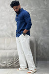 Pure Luxe Linen Top & Bottom Pair Royal & White