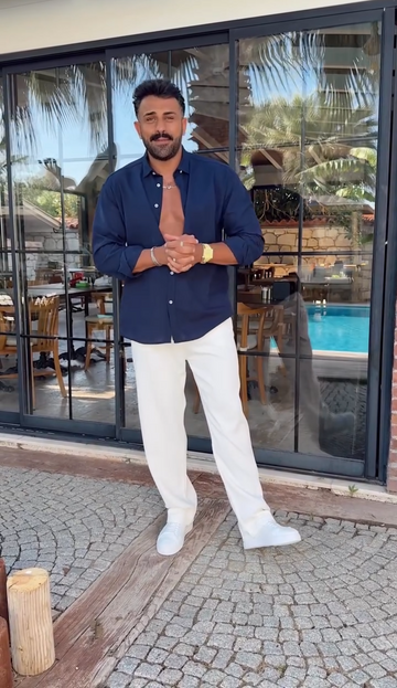 Pure Weave Soft Comfort Cord Set Navy & White