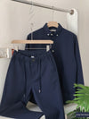 The Linen Essential Linen Top & Bottom Pair Navy