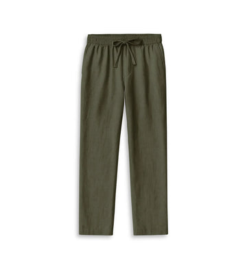 Straight-Leg Co-Linn Drawstring Trousers Olive