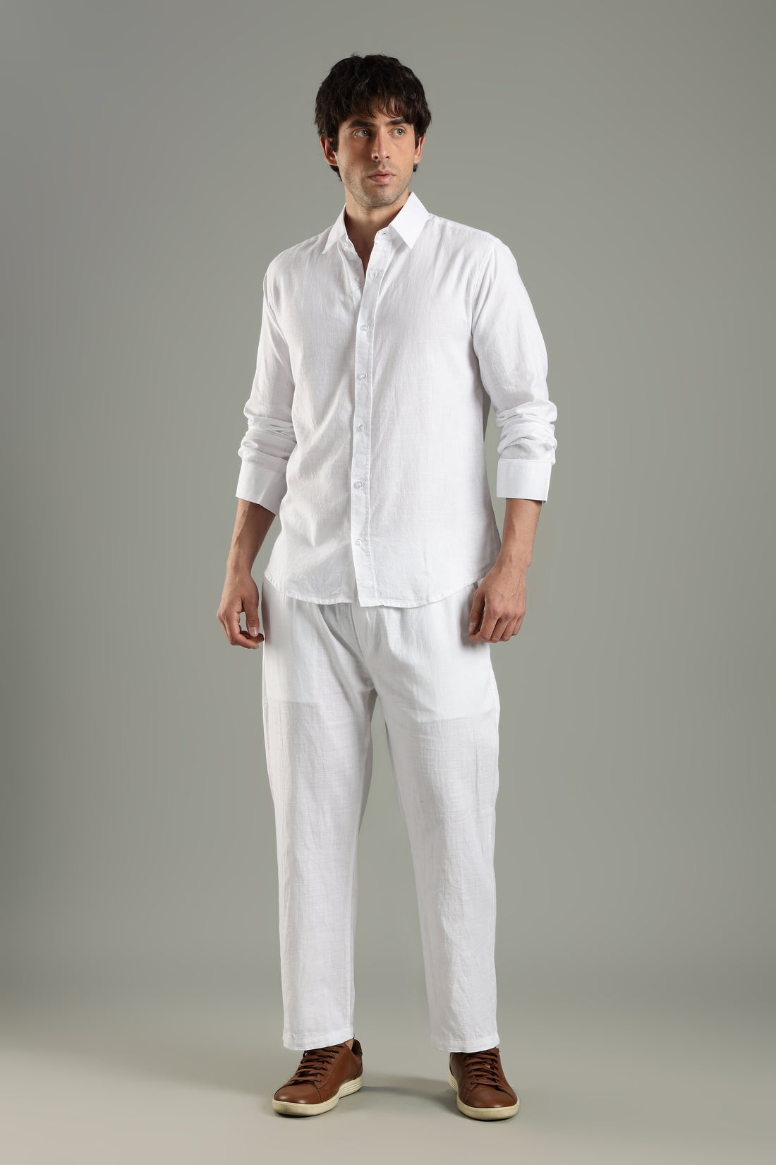 Prime Linen Top & Bottom Set White
