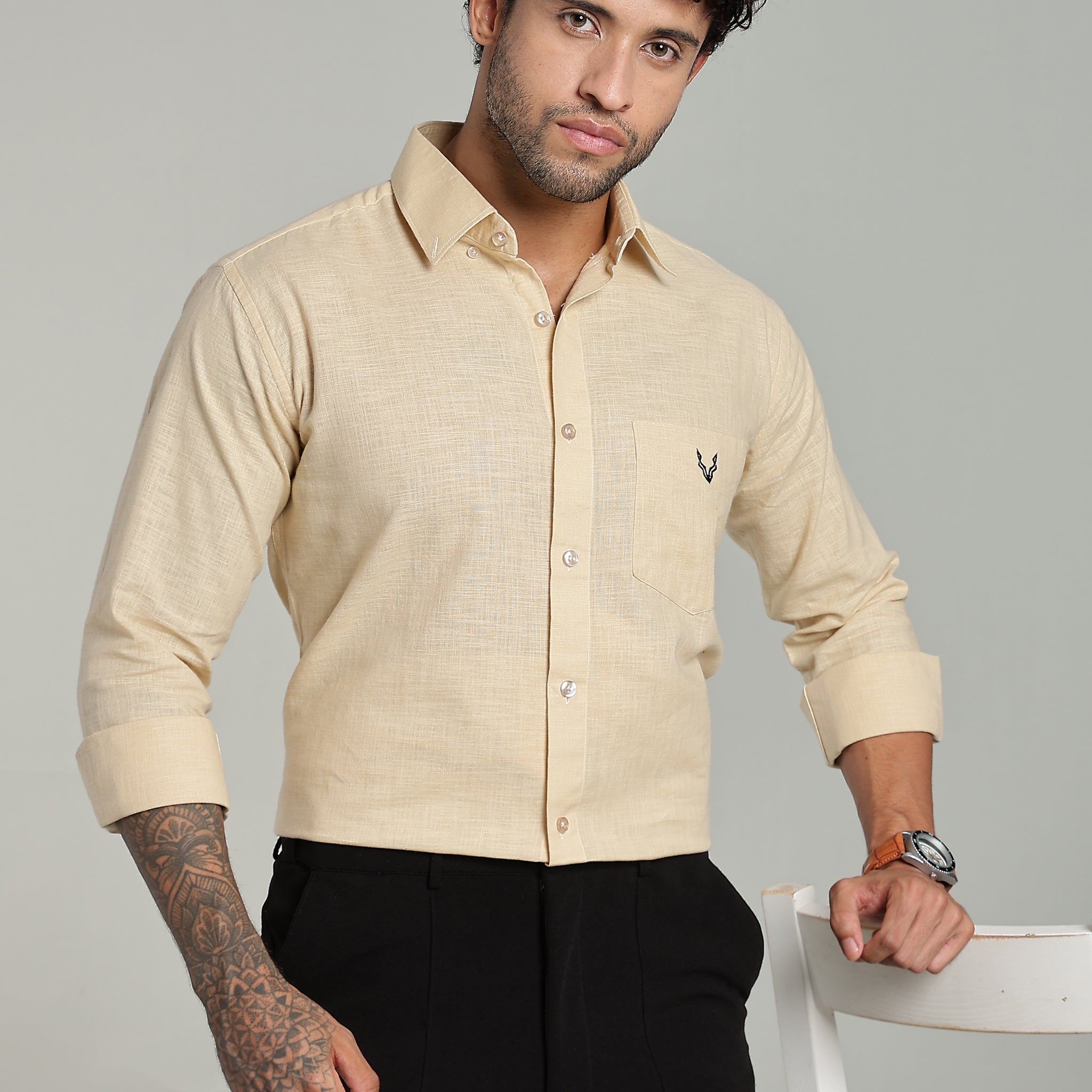 High Quality Cotton Shirt Beige