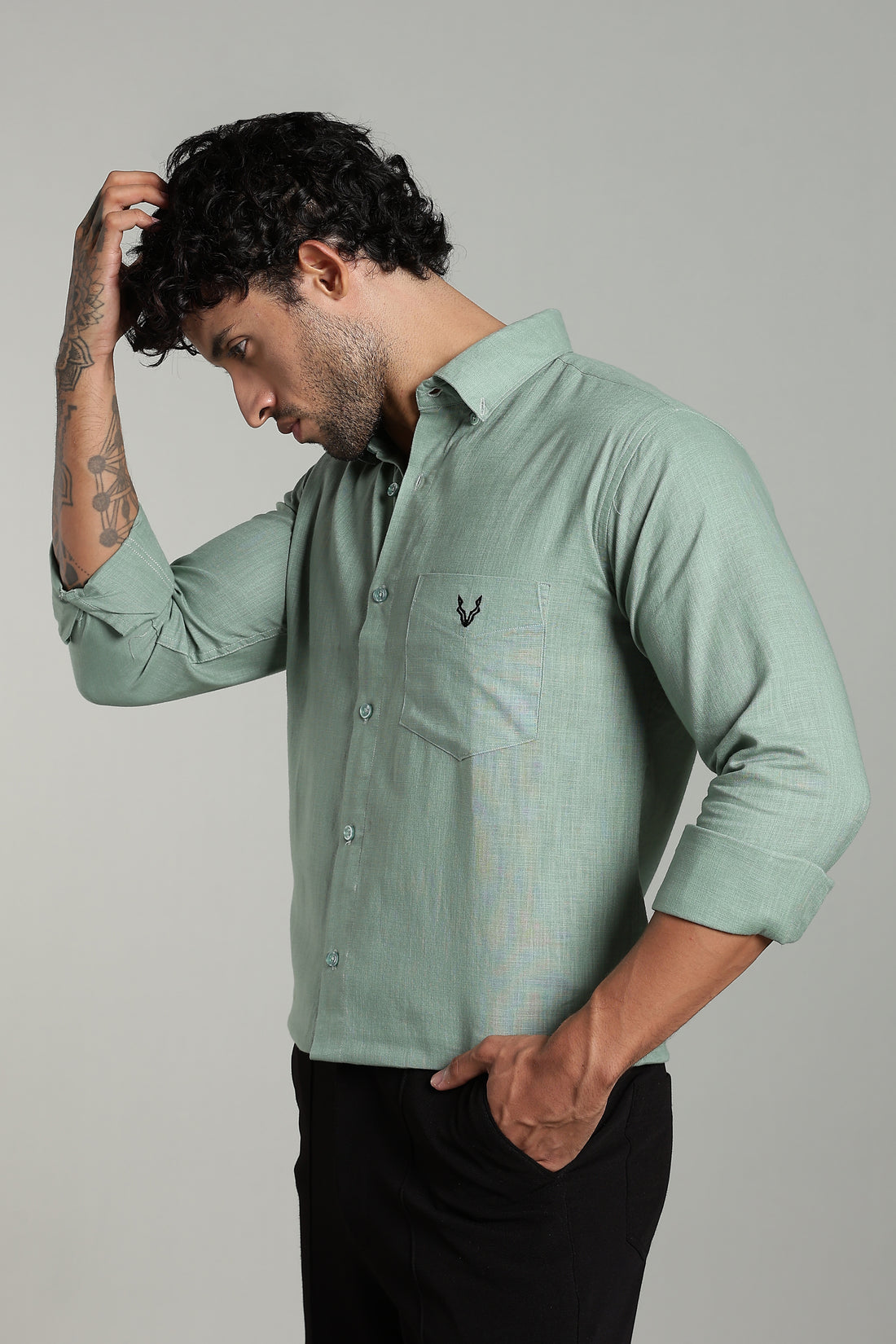 High Quality Cotton Shirt Mint Green
