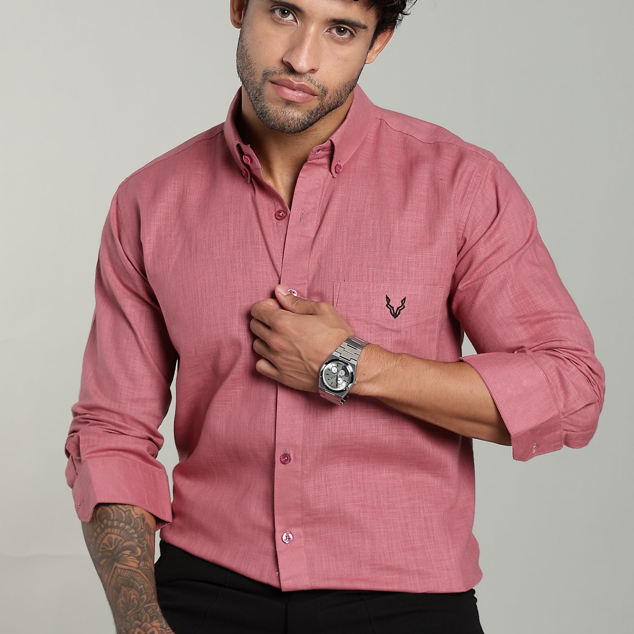 High Quality Cotton Shirt Dusty Pink