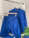 The Linen Essential Linen Top & Bottom Pair Blue