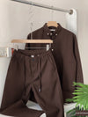 The Linen Essential Linen Top & Bottom Pair Brown