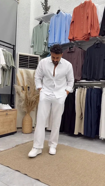 Linen Top & Bottom Set White - Special Edition
